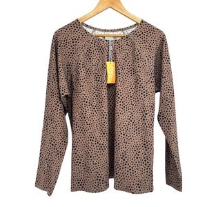 New Kona Sol Women XL Rash Guard Long Sleeve UPF 50 Swim Top Tan Animal Print